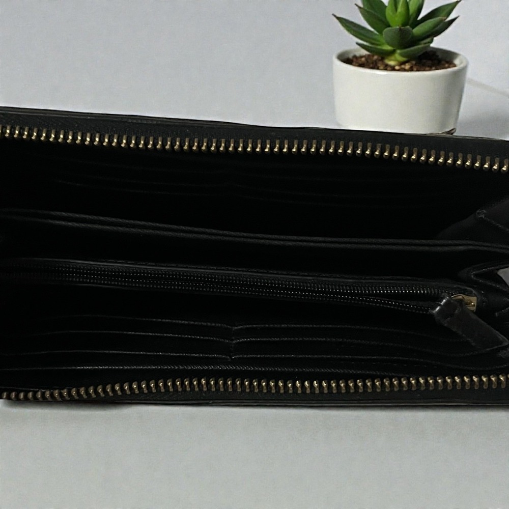Fossil Black Leather Zip Around Continental Wallet Organizer - Picture 8 of 8